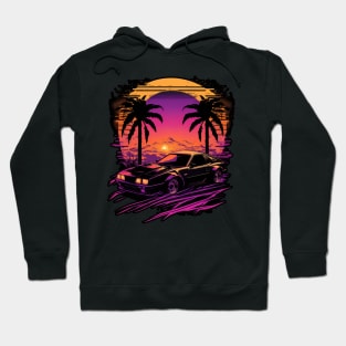 Retro Car in Synthwave Style Hoodie